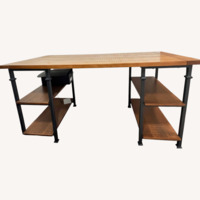 Huanuo Dark Brown Wood Desk