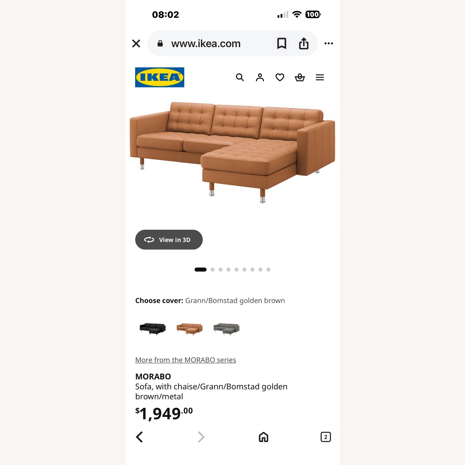 IKEA Morabo Dark Brown Leather 3+ Piece Sectional - image-5