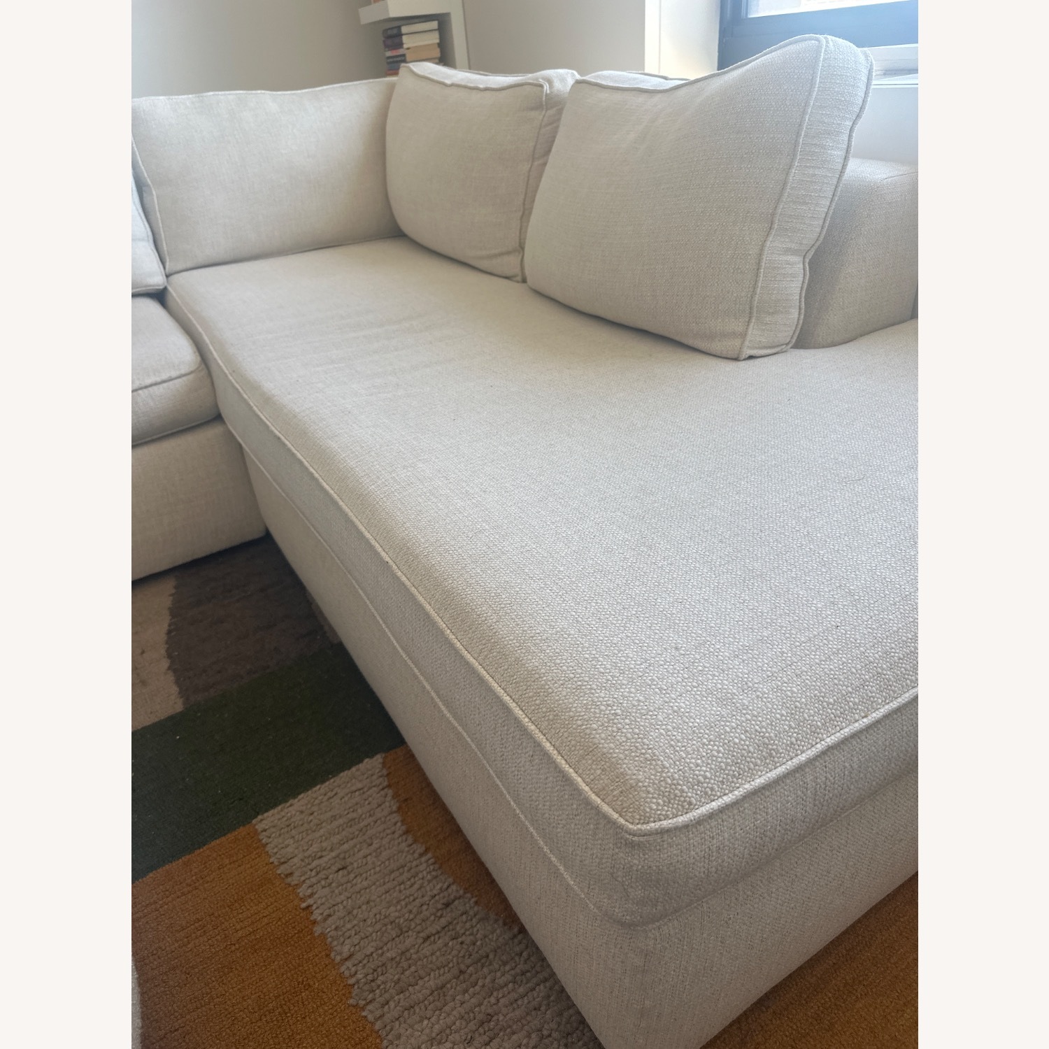 West Elm Haven White Fabric 2 Piece Sectional - image-3