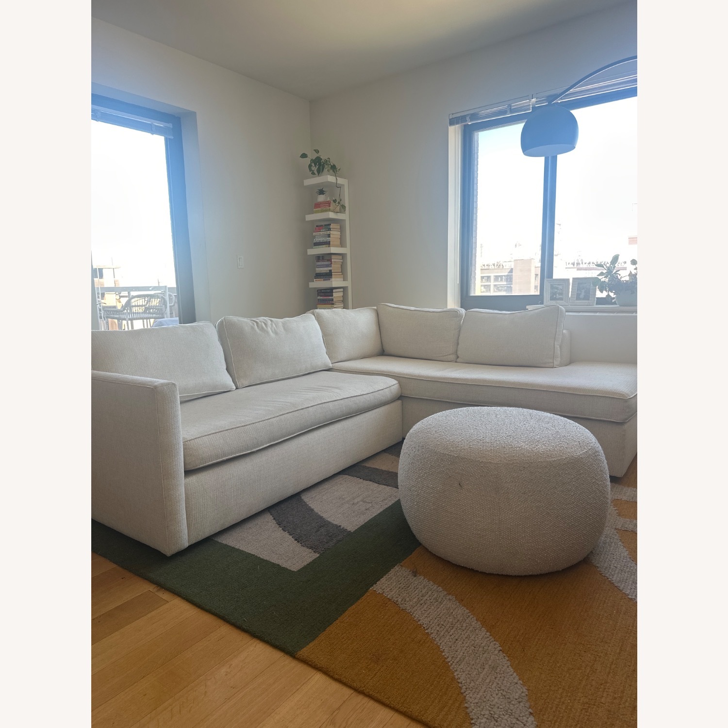 West Elm Haven White Fabric 2 Piece Sectional - image-1