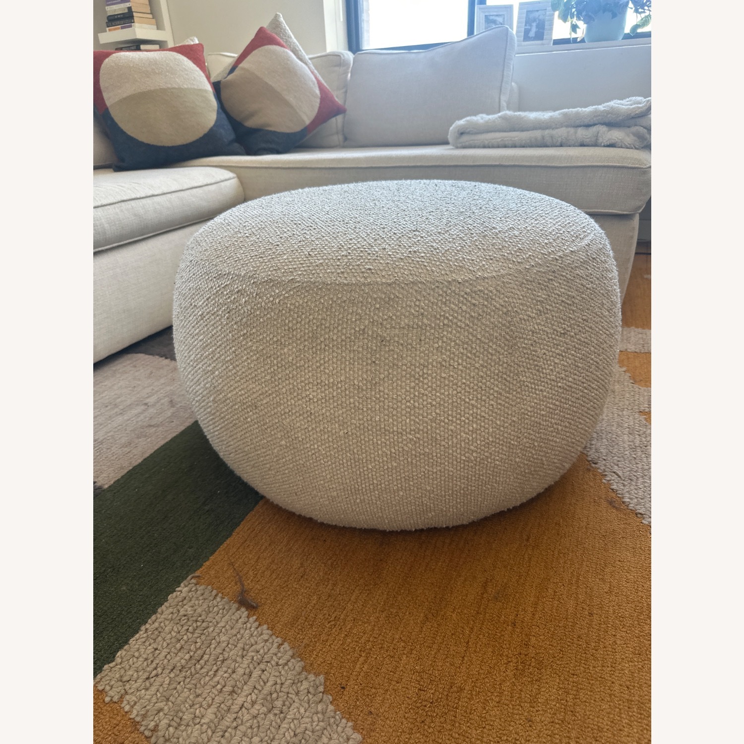 West Elm Cobble White Boucle Ottoman - image-1