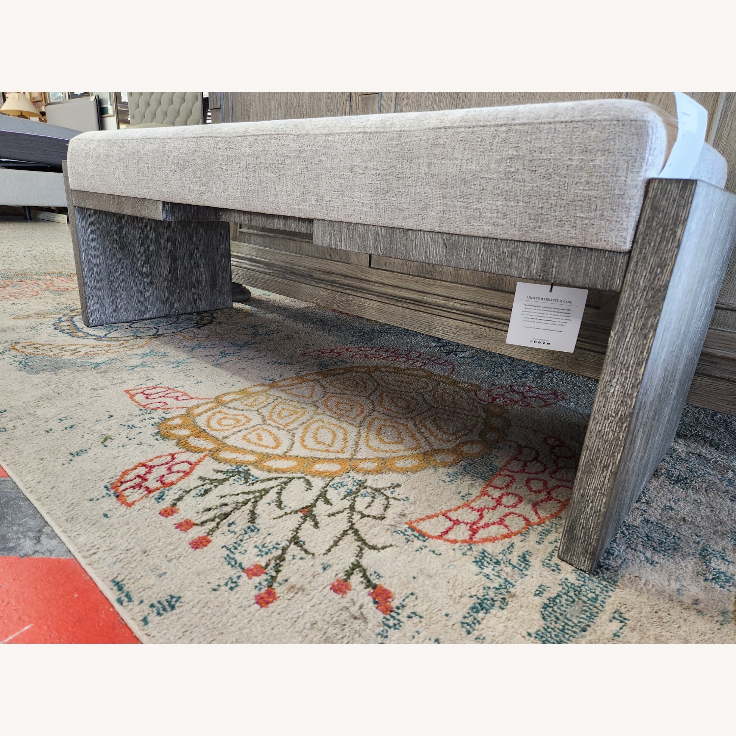 Bernhardt Foundation Bench Light Gray Fabric - image-5