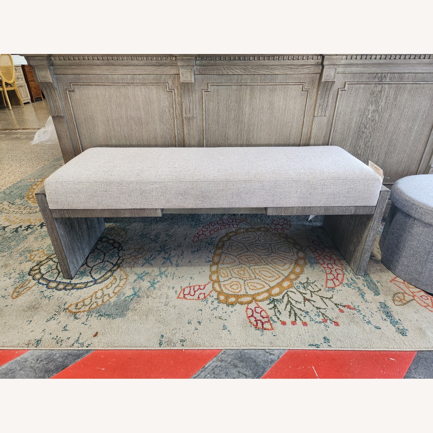 Bernhardt Foundation Bench Light Gray Fabric - image-8