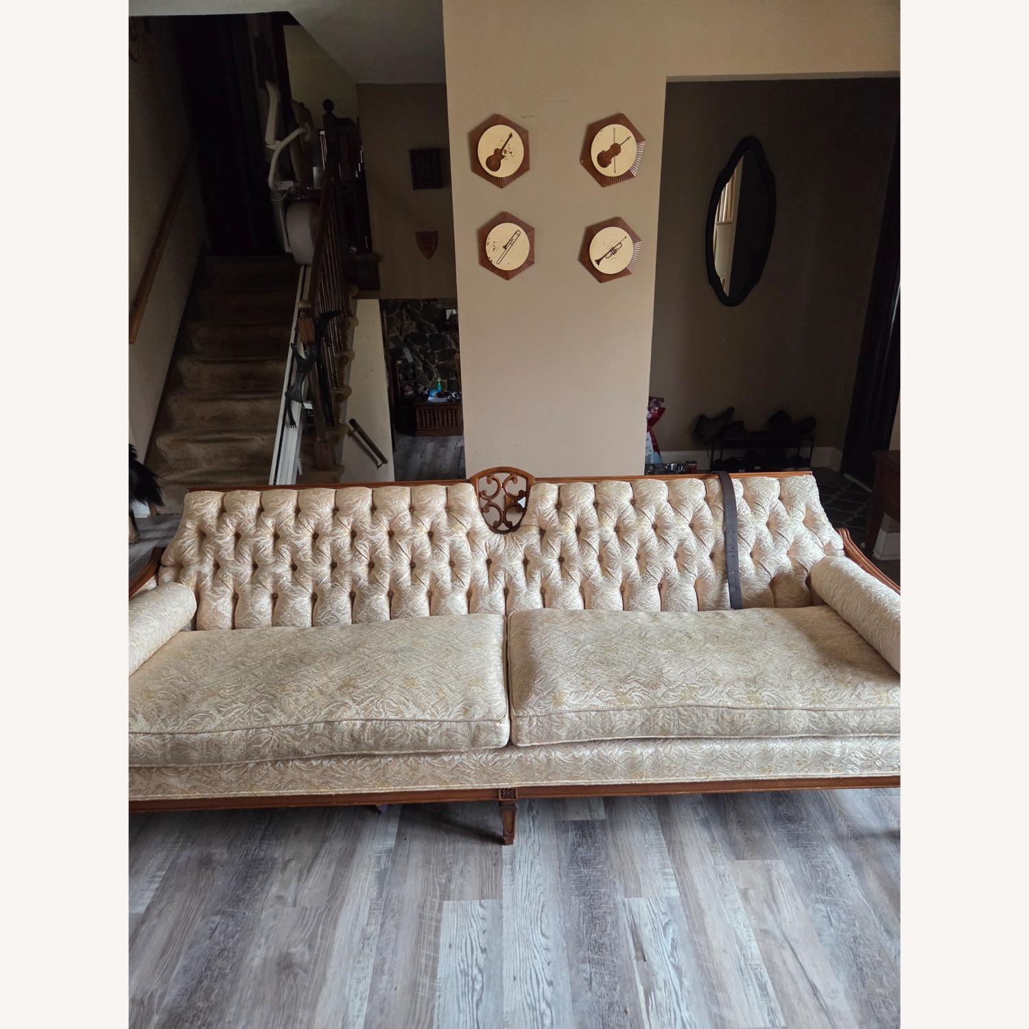 Vintage/Antique White Wood 3+ Seater Sofa - image-2