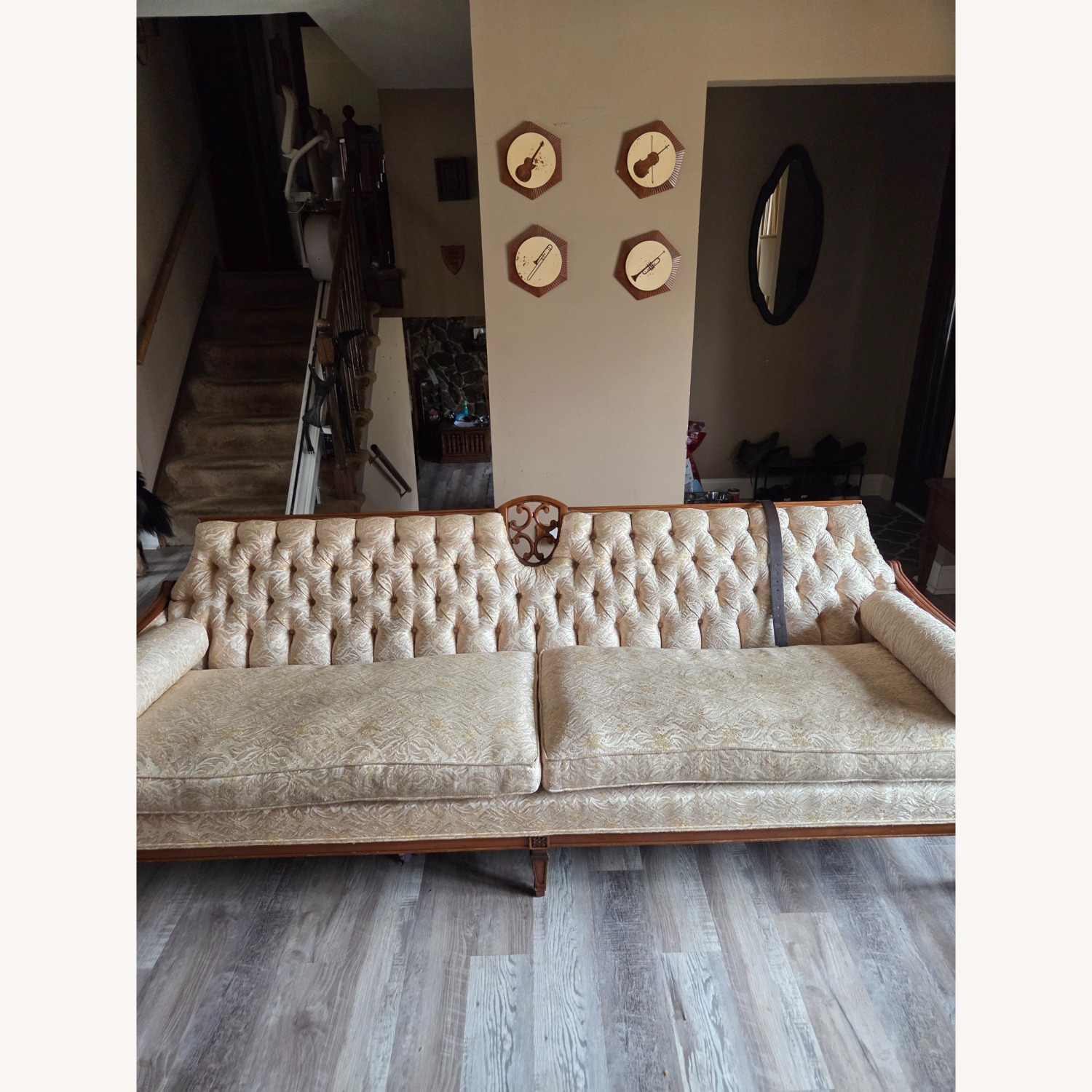 Vintage/Antique White Wood 3+ Seater Sofa - image-3