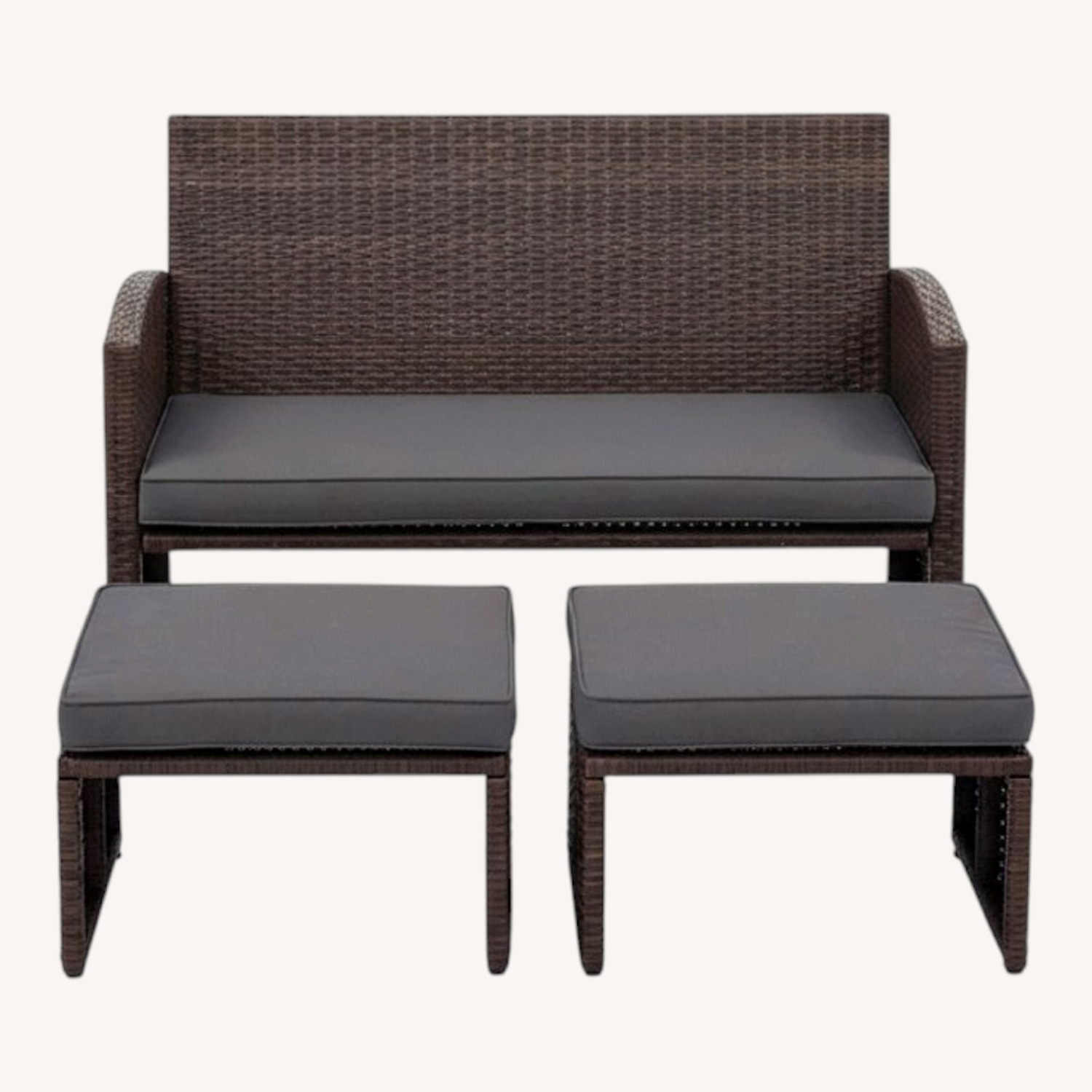 Outdoor Rattan Sofa Set with Cushions (3 piece) - image-4
