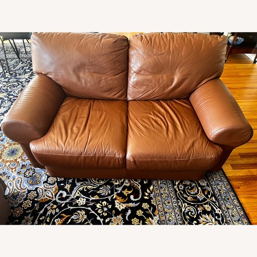 Used D Italian Leather Loveseat Soft Line Group for sale on AptDeco