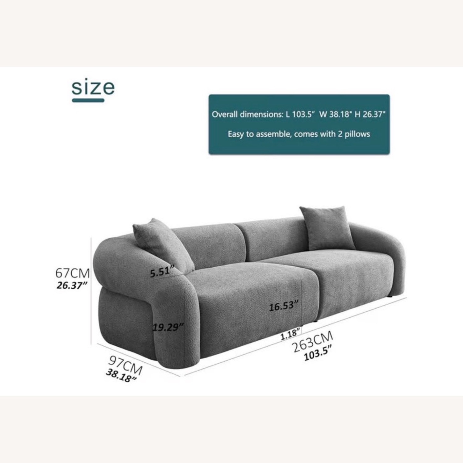 Amazon Dark Brown Boucle 3+ Seater Sofa - image-6