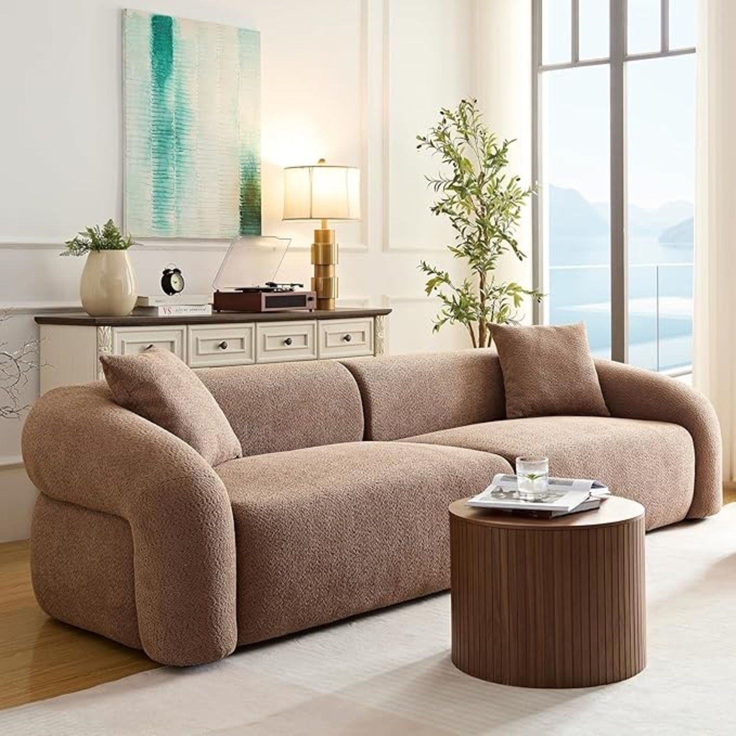 Amazon Dark Brown Boucle 3+ Seater Sofa - image-7