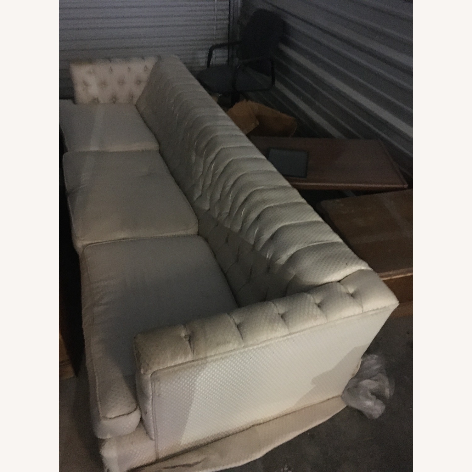 Vintage Upholstered White Sofa - image-1