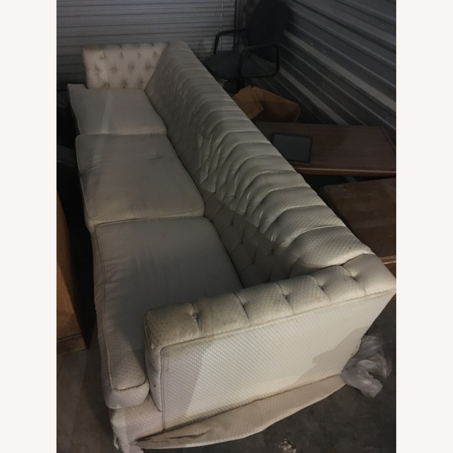 Vintage Upholstered White Sofa - image-2