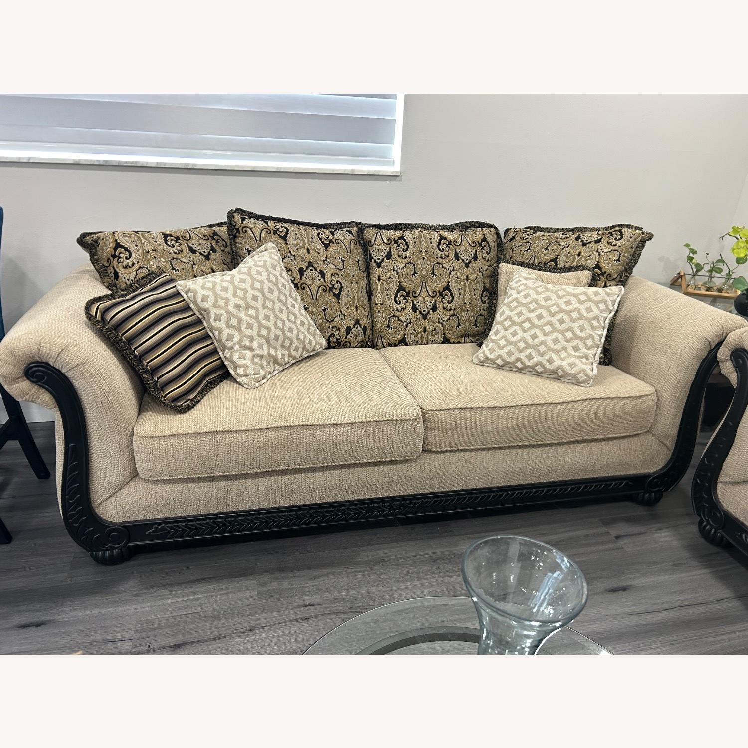 Dark Brown Fabric 2 Piece Sectional - image-3