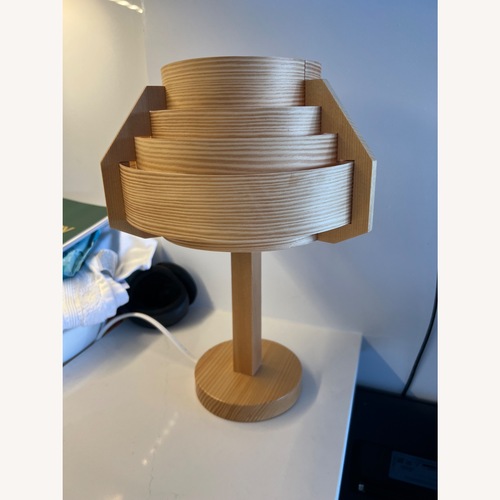 Used Jakobsson Table Lamp Light Brown Wood Table Lamp for sale on AptDeco