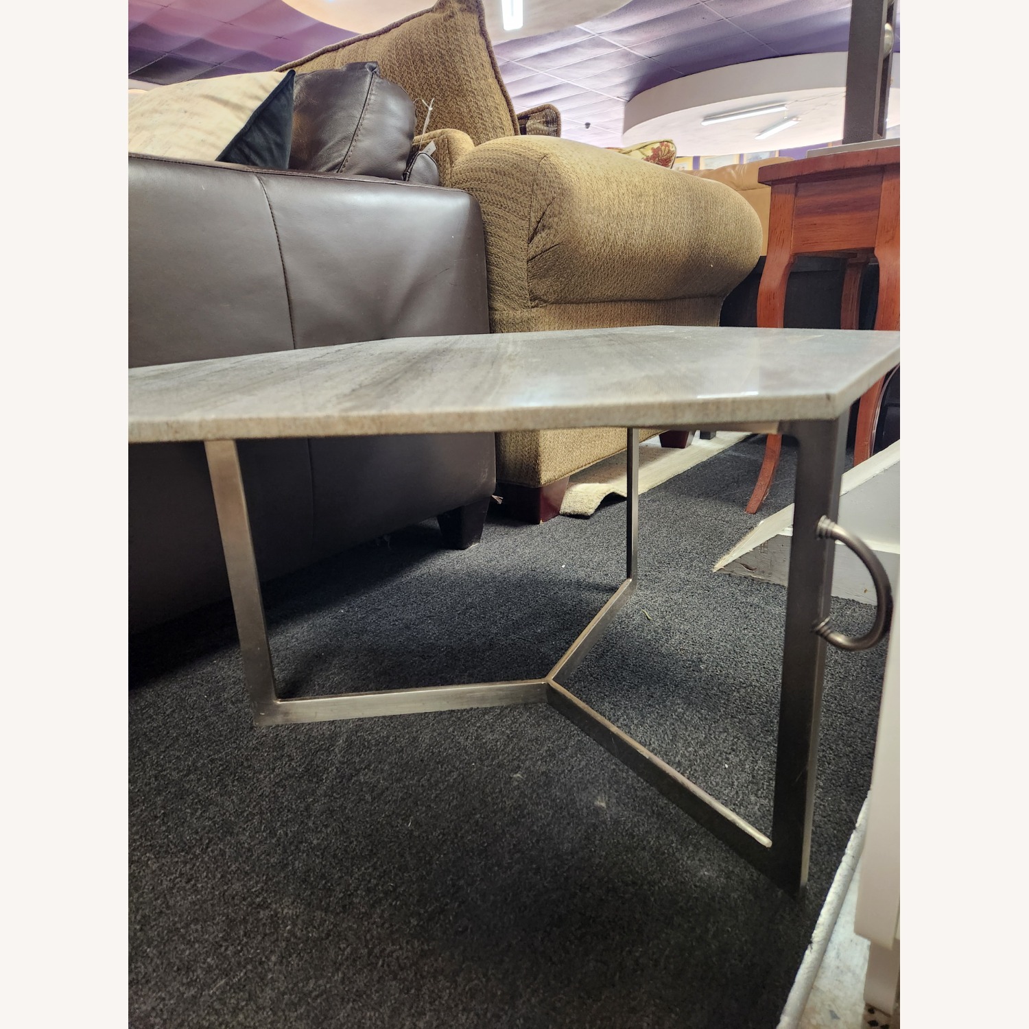 Light Gray Stone Coffee Table - image-3