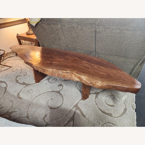 Used From Bali Wood Slab Coffee Table for sale on AptDeco