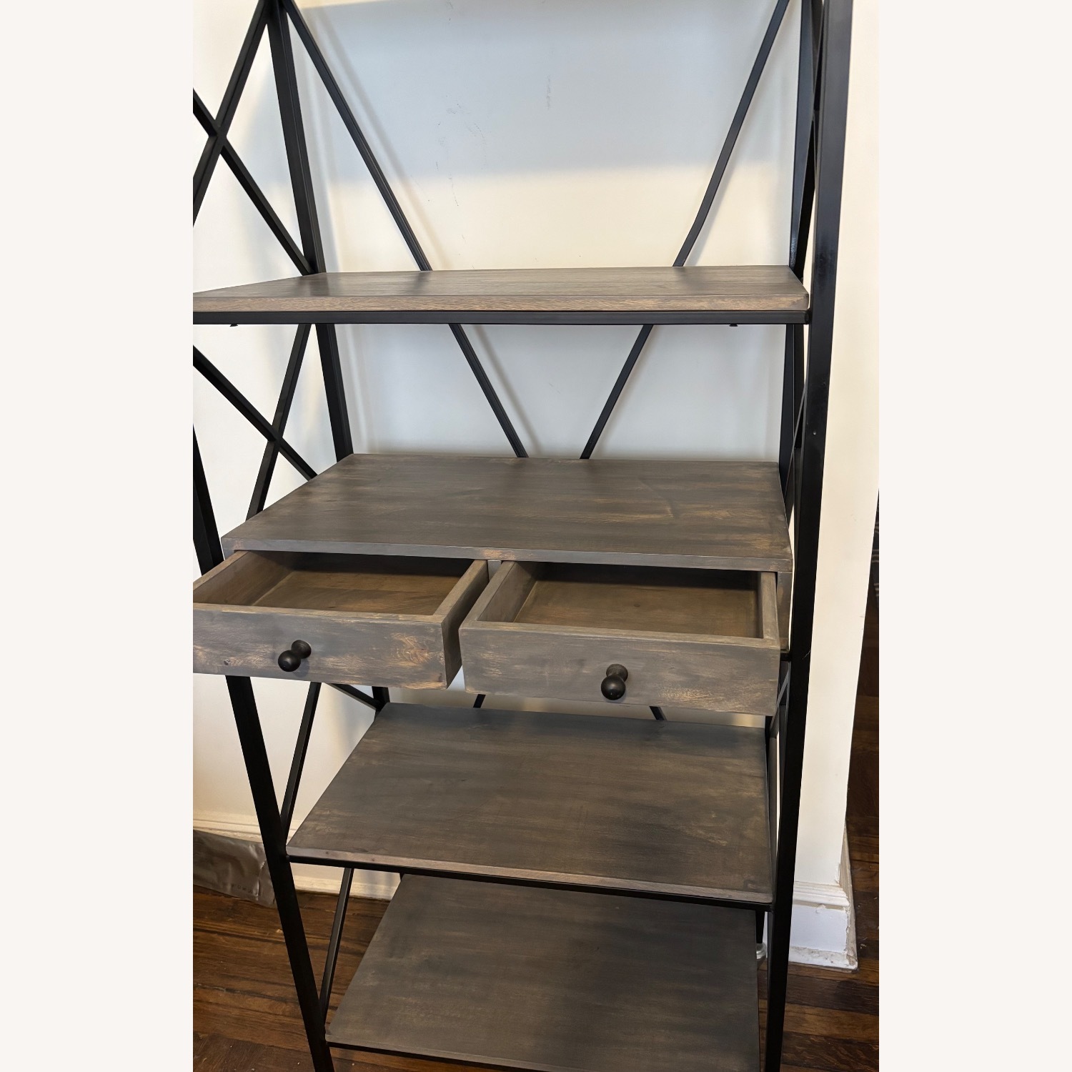 Light Gray/Black Metal 27” Wide 4-Shelf Bookcase - image-3