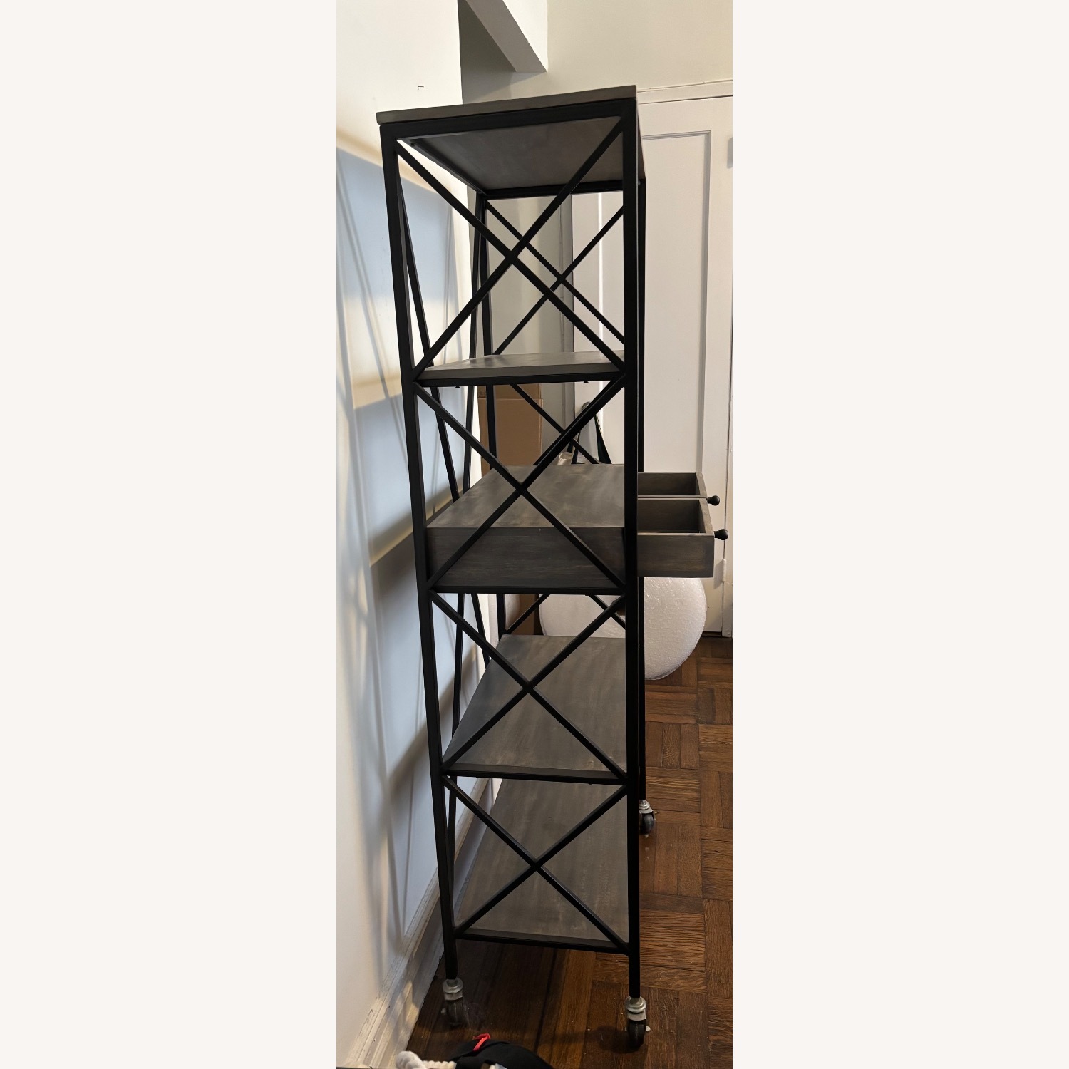 Light Gray/Black Metal 27” Wide 4-Shelf Bookcase - image-2