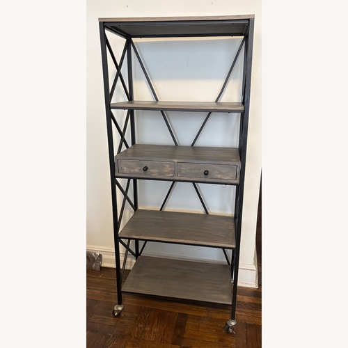 Used Light Gray/Black Metal 27” Wide 4-Shelf Bookcase for sale on AptDeco