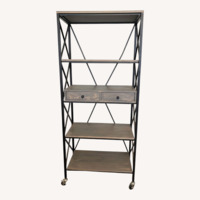 Light Gray/Black Metal 27” Wide 4-Shelf Bookcase