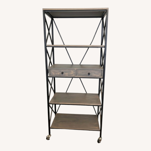 Used Light Gray/Black Metal 27” Wide 4-Shelf Bookcase for sale on AptDeco