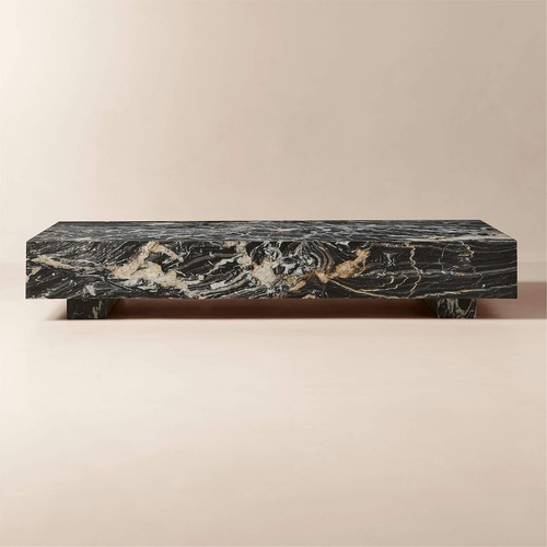 Used Enyo 76` Rectangular Black Marble Coffe Table for sale on AptDeco