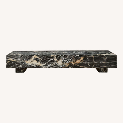Used Enyo 76` Rectangular Black Marble Coffe Table for sale on AptDeco