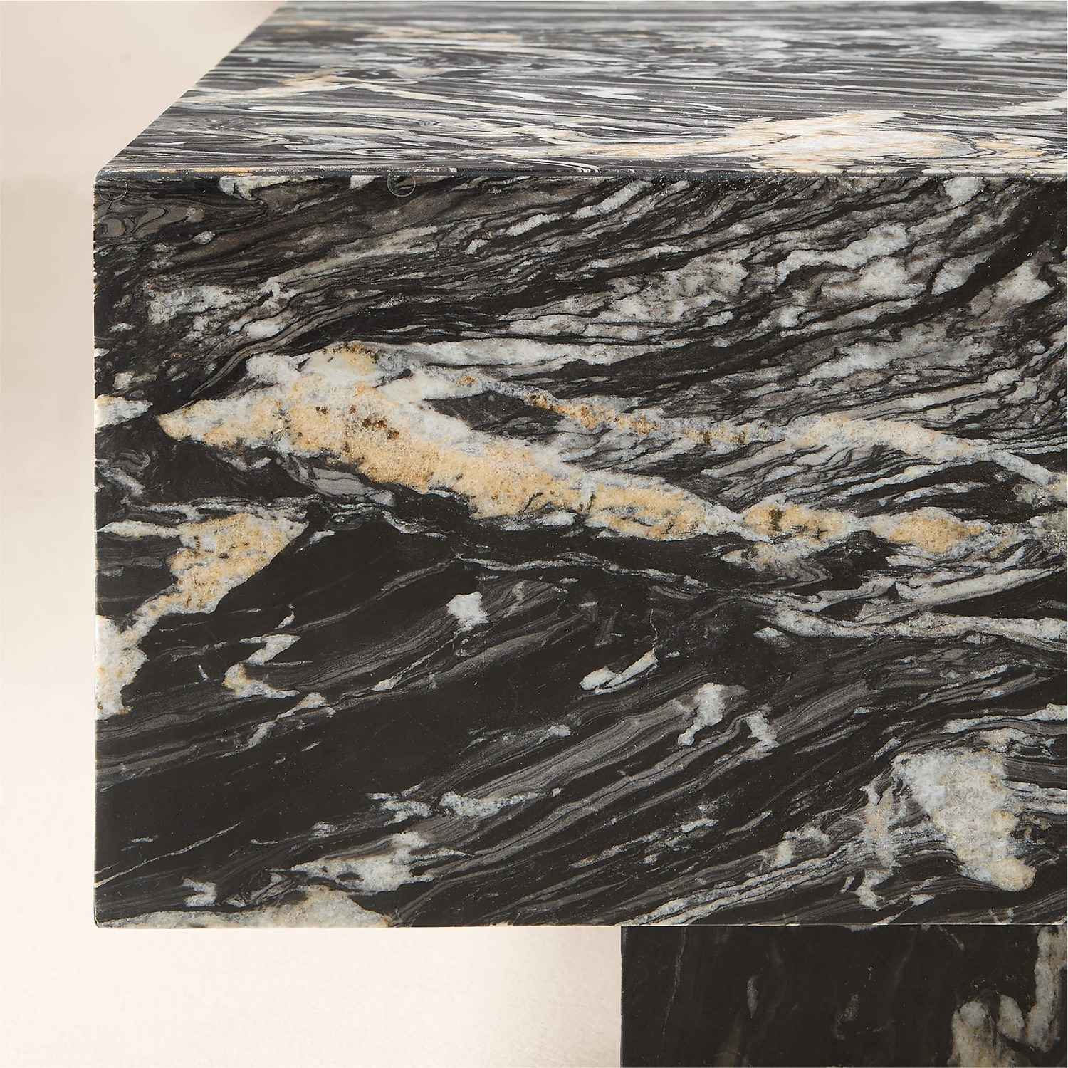 Enyo 76` Rectangular Black Marble Coffe Table - image-5