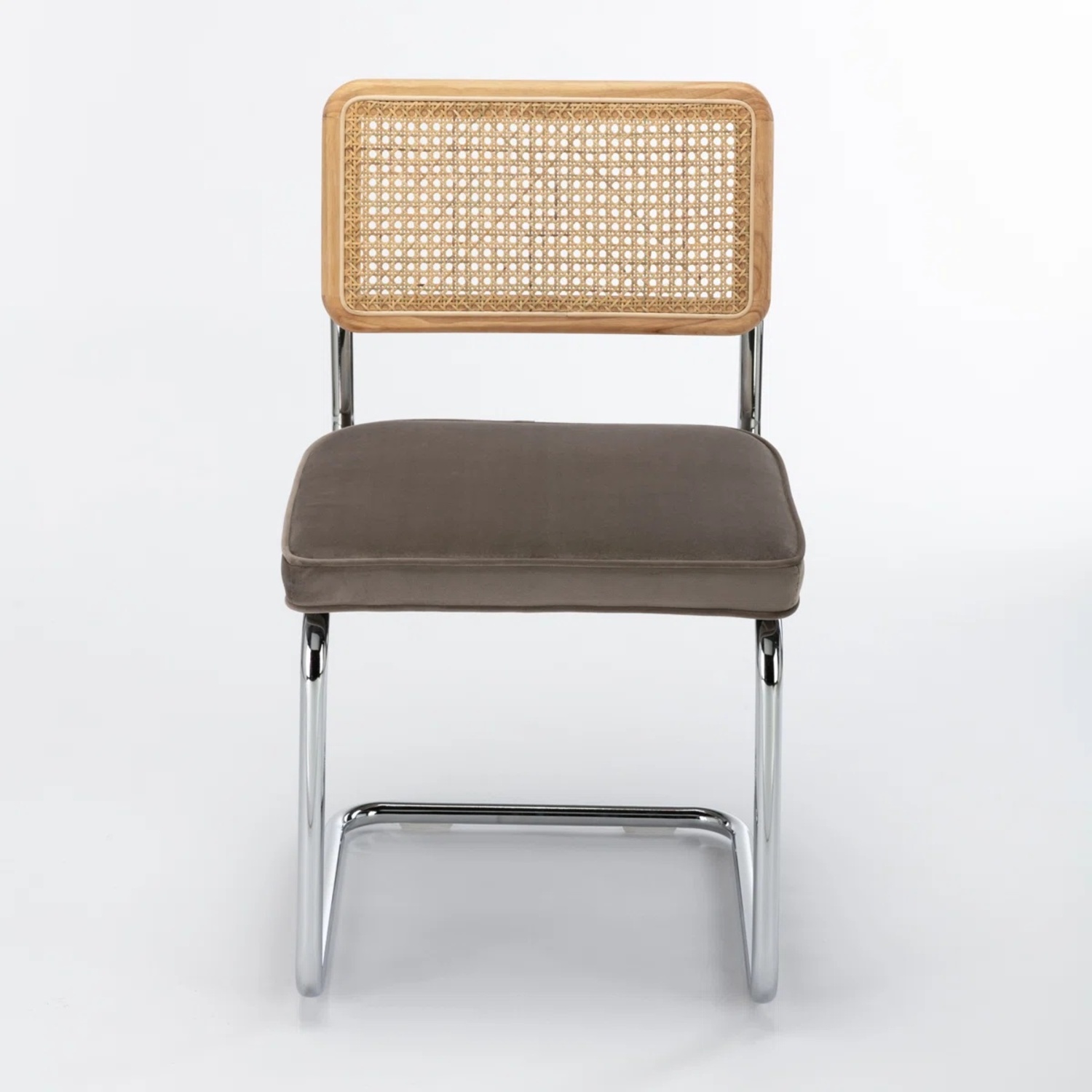 AllModern Light Gray Velvet & Wood Dining Chairs - image-5