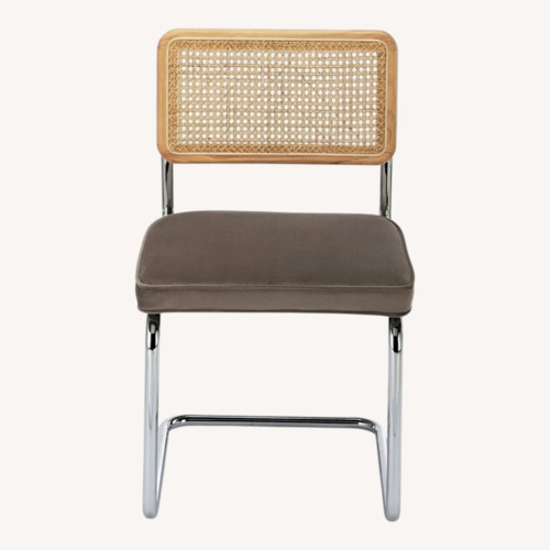 Used AllModern Light Gray Velvet & Wood Dining Chairs for sale on AptDeco