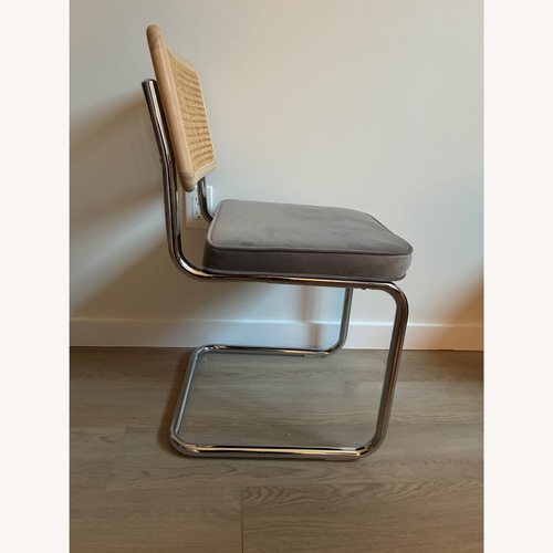 Used AllModern Light Gray Velvet & Wood Dining Chairs for sale on AptDeco