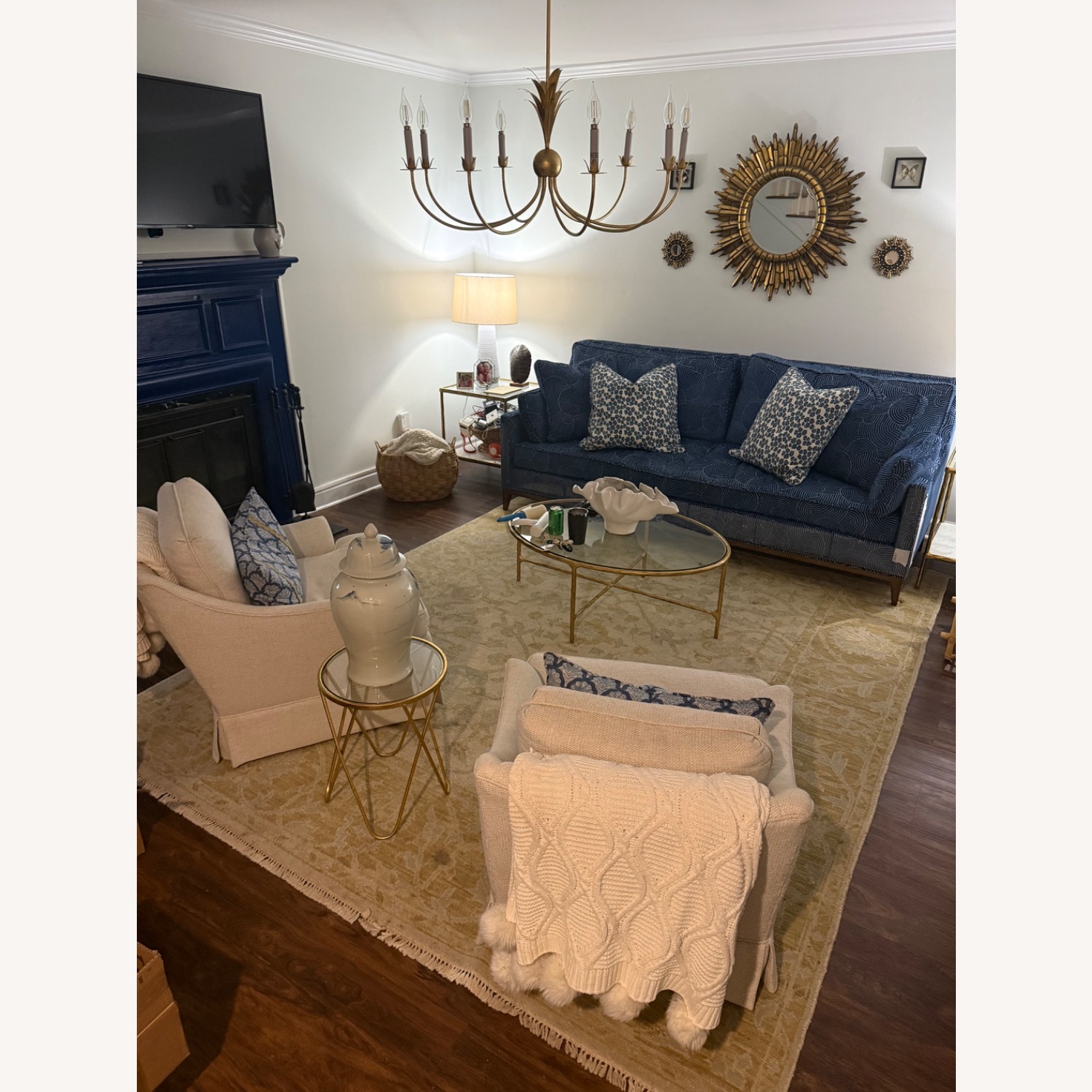 Blue Velvet Ambelle Designer Sofa - image-3