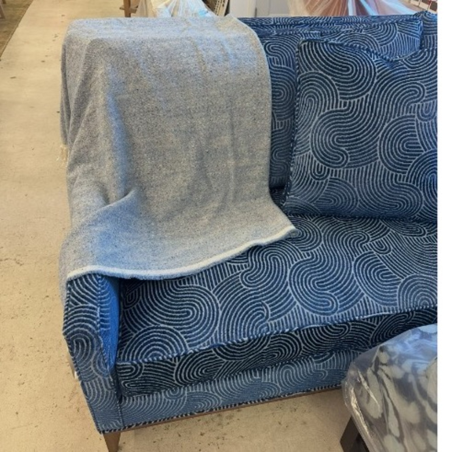 Blue Velvet Ambelle Designer Sofa - image-2