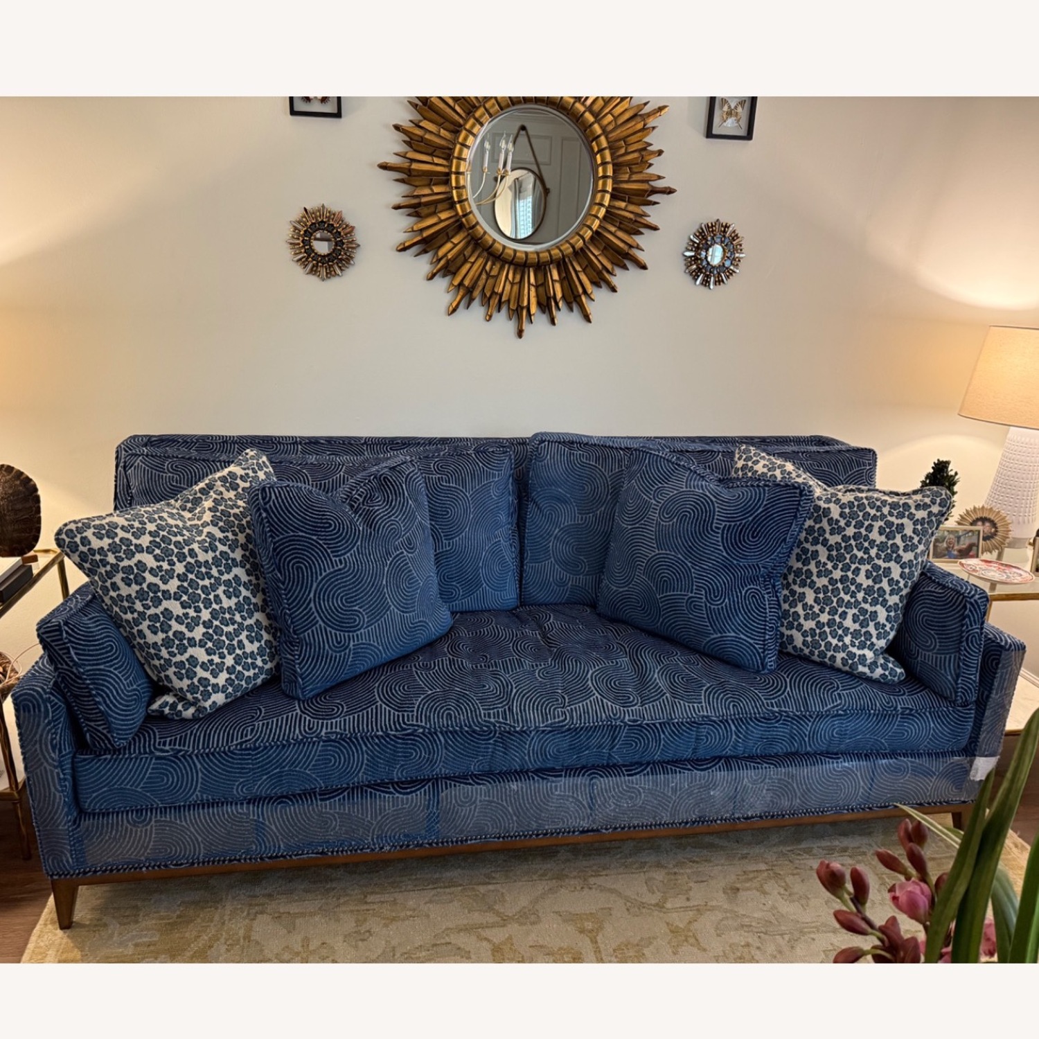 Blue Velvet Ambelle Designer Sofa - image-1