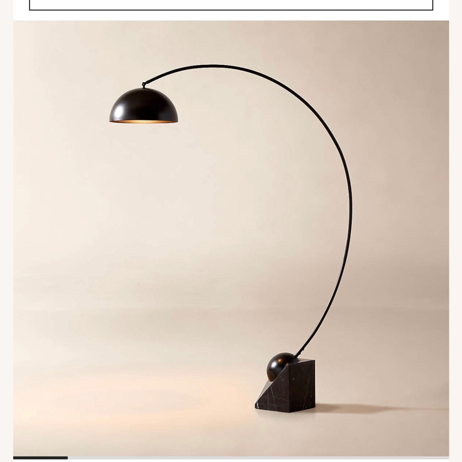 CB2 Venus Black Arc Floor Lamp With Marble Base - image-2