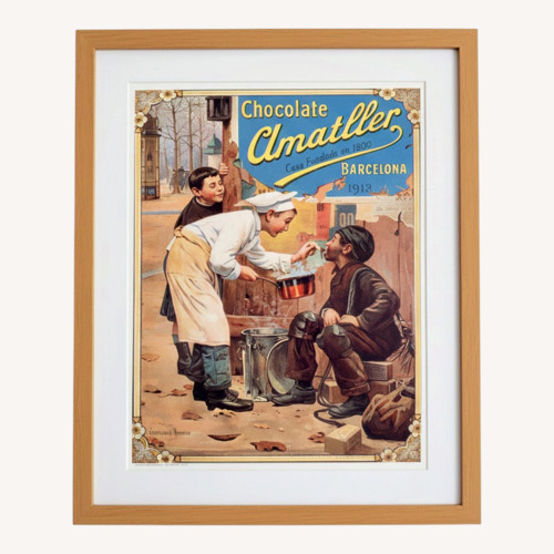Used Framed Barcelona Chocolatier Vintage Poster for sale on AptDeco