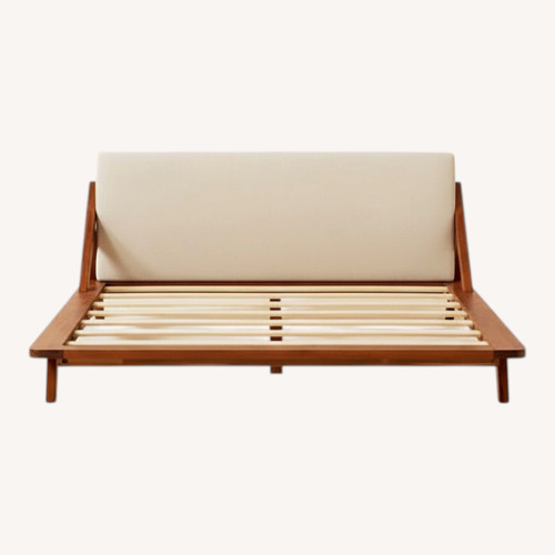 Used CB2 Drommen Dark Brown Wood Queen Bed for sale on AptDeco