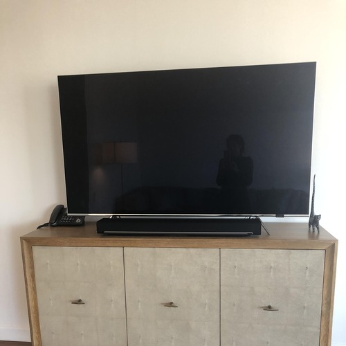 Used Dwell Studio Ivory Shagreen Media Storage Console for sale on AptDeco