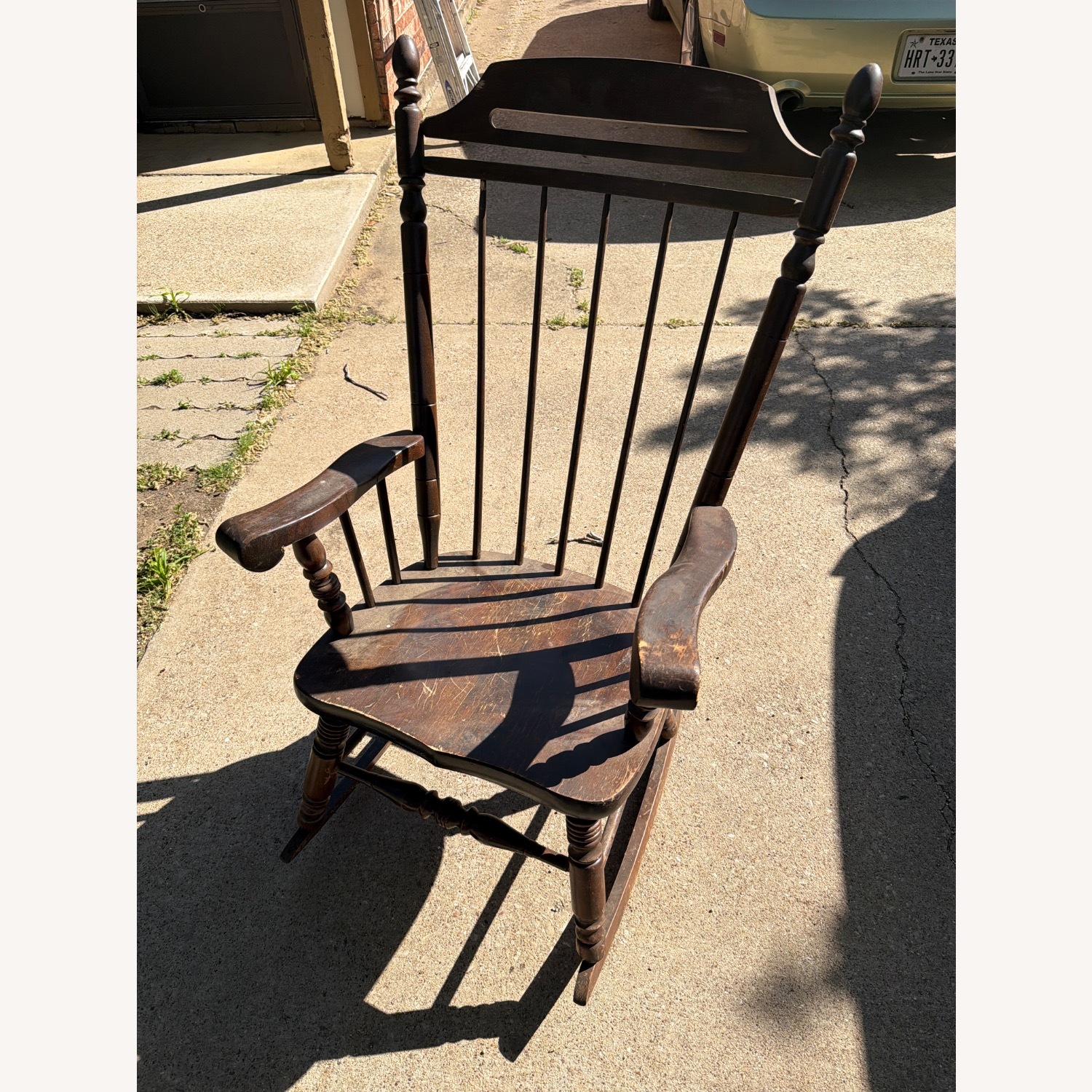 Antique Dark Brown Wood Accent Chair - image-1