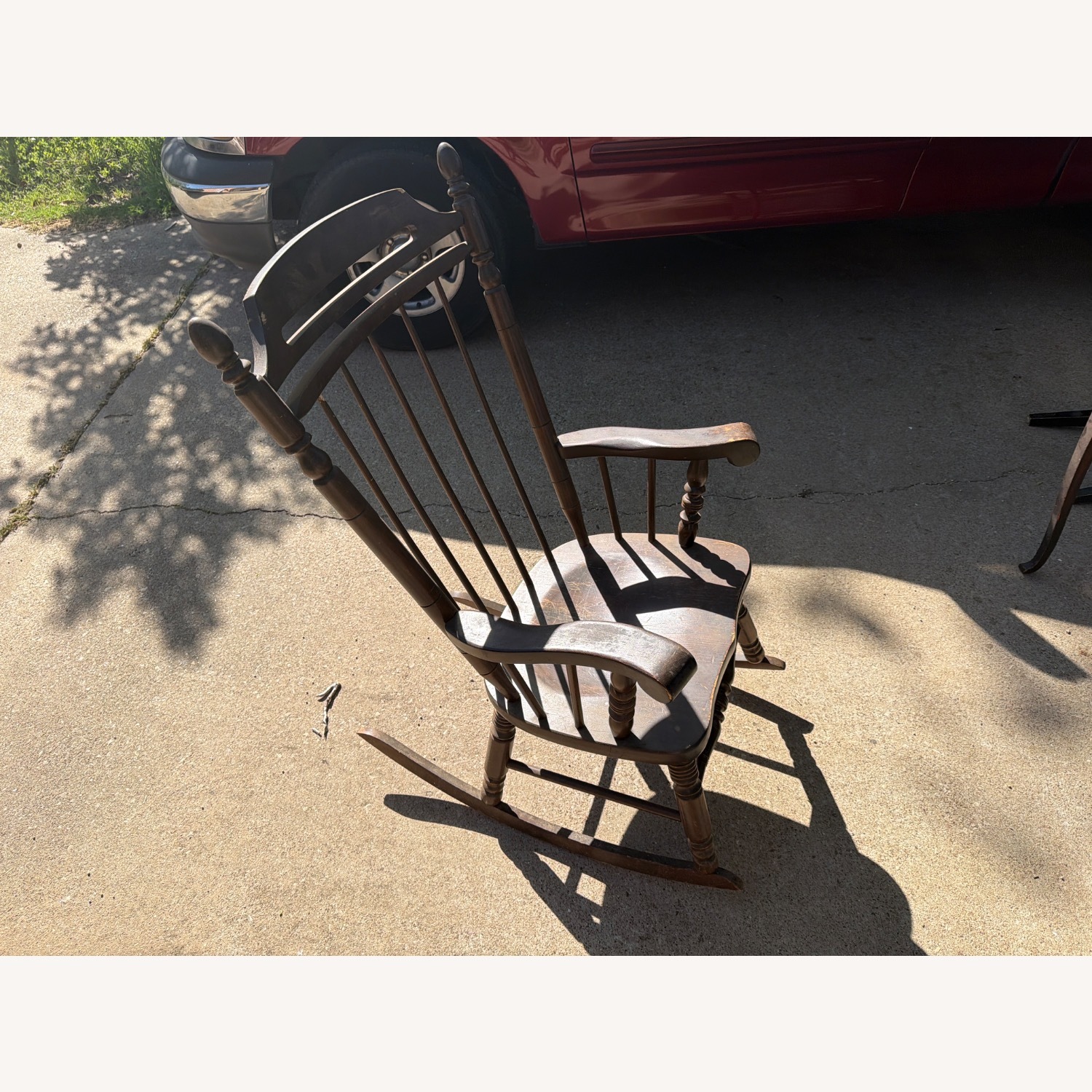 Antique Dark Brown Wood Accent Chair - image-3