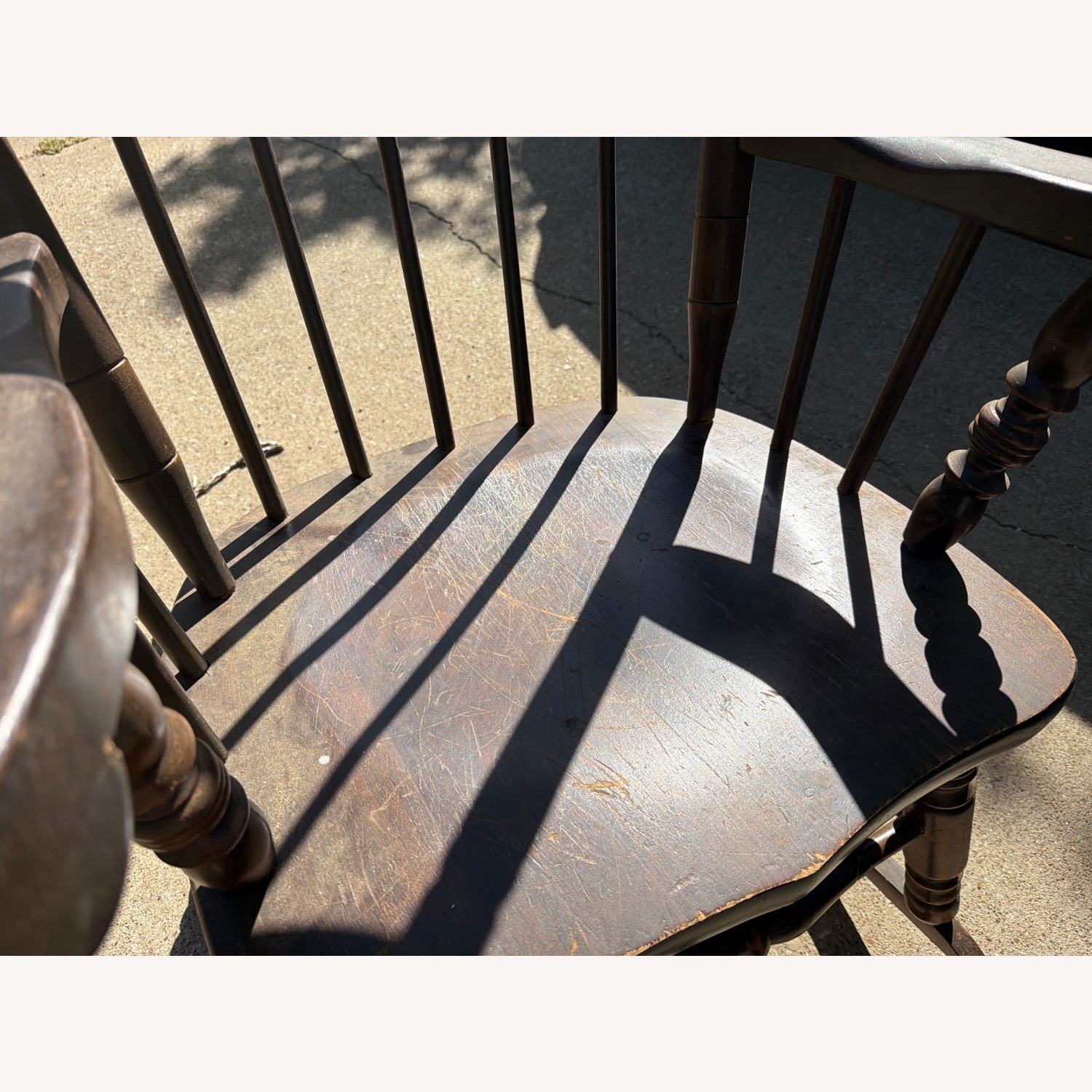 Antique Dark Brown Wood Accent Chair - image-4