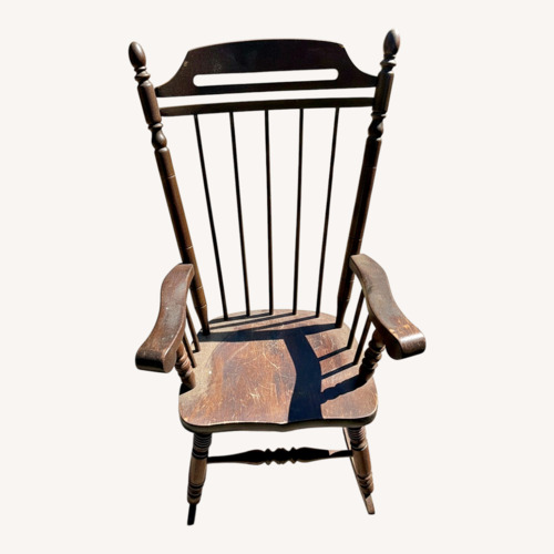 Used Antique Dark Brown Wood Accent Chair for sale on AptDeco