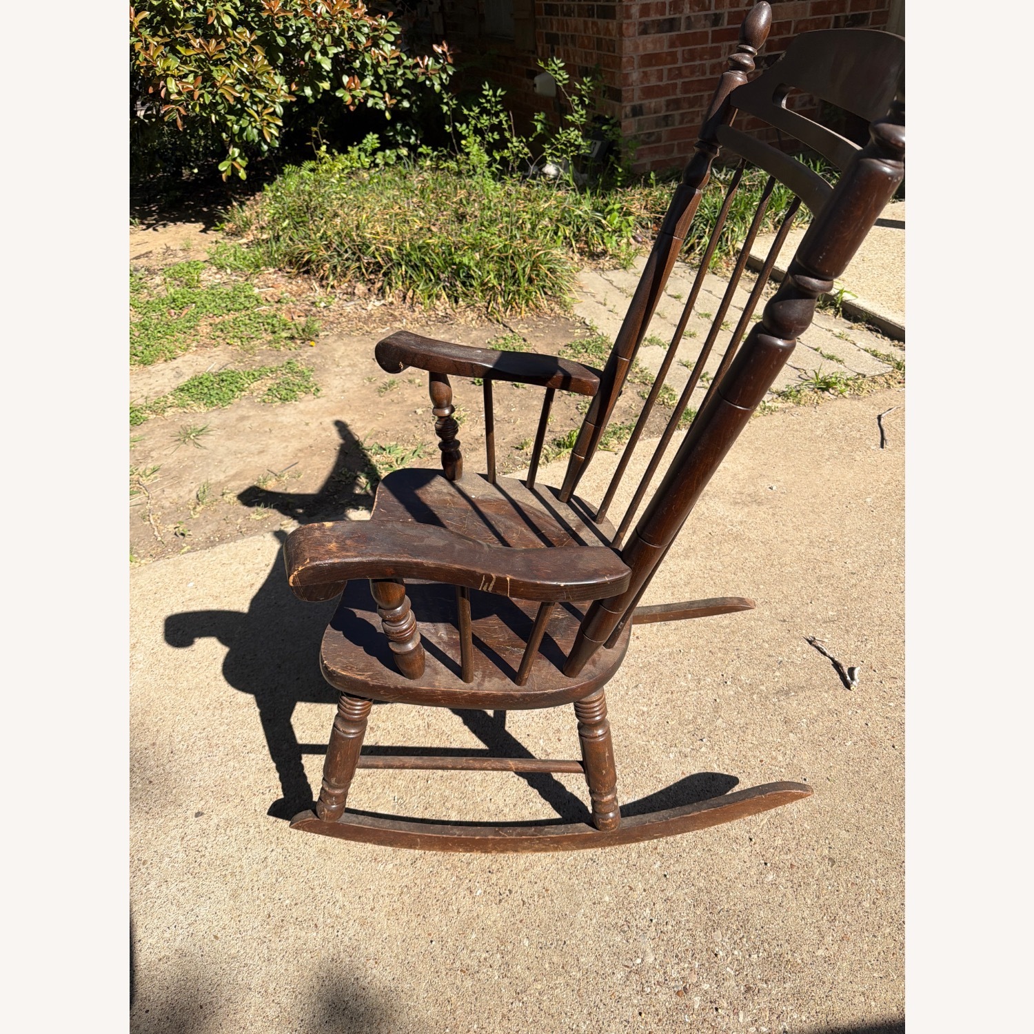 Antique Dark Brown Wood Accent Chair - image-2