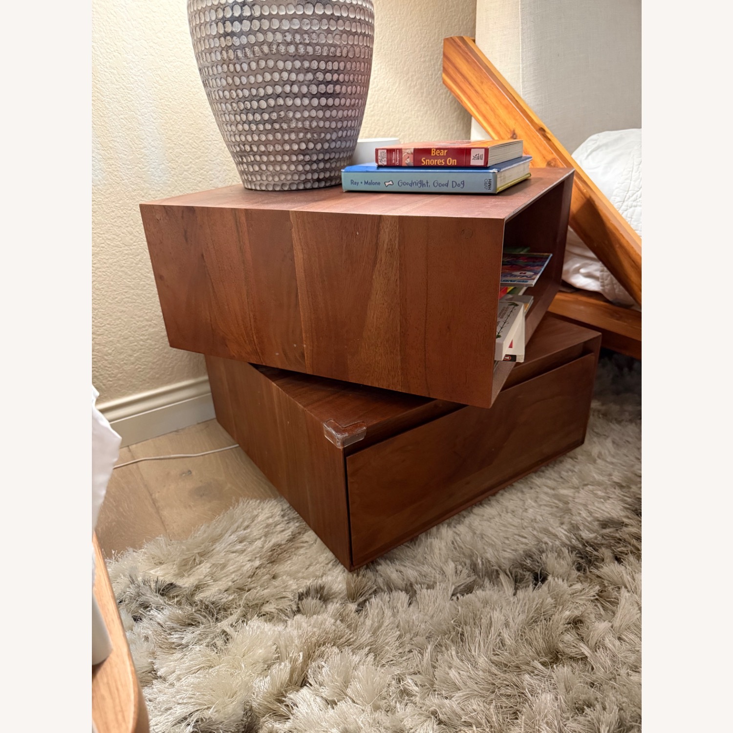 CB2 Dark Brown Wood Bed side Tables - image-3