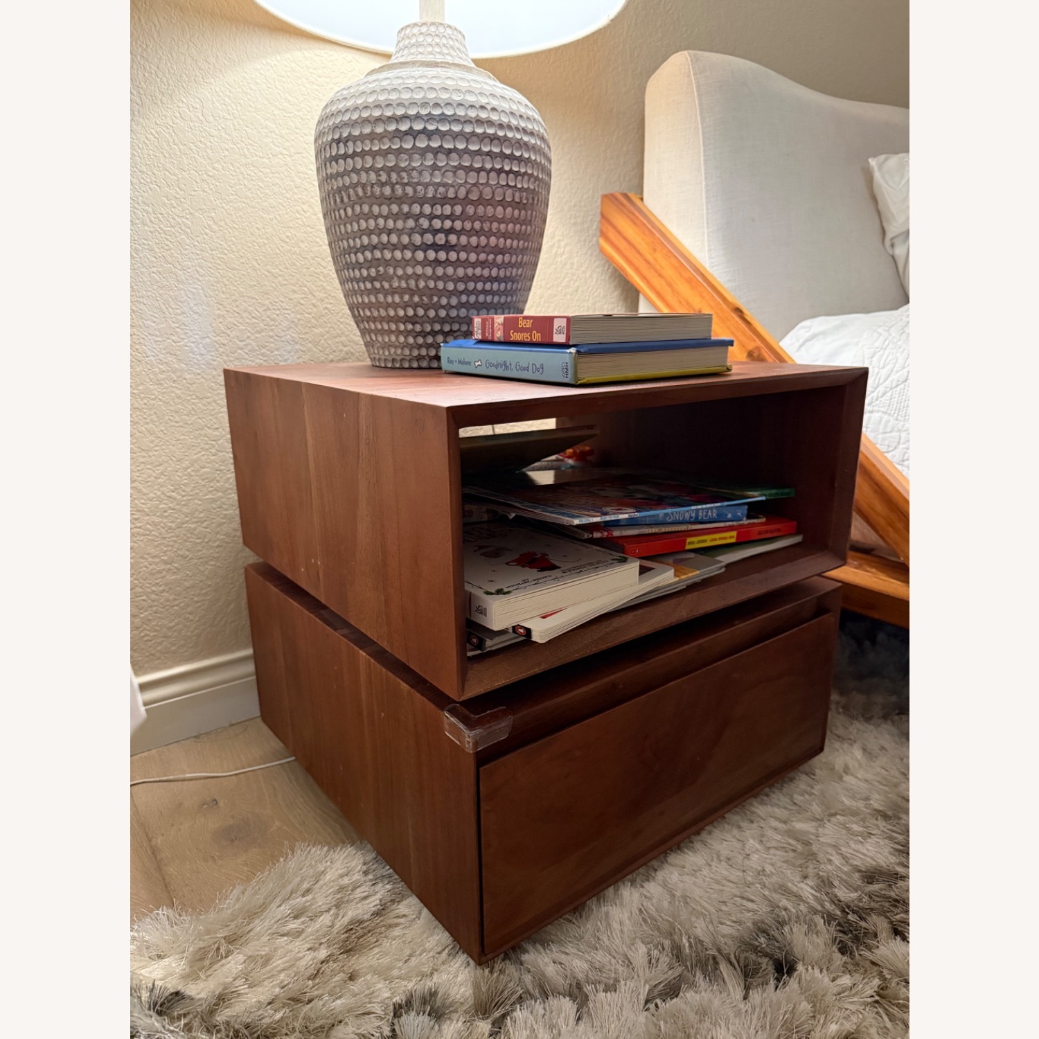 CB2 Dark Brown Wood Bed side Tables - image-2