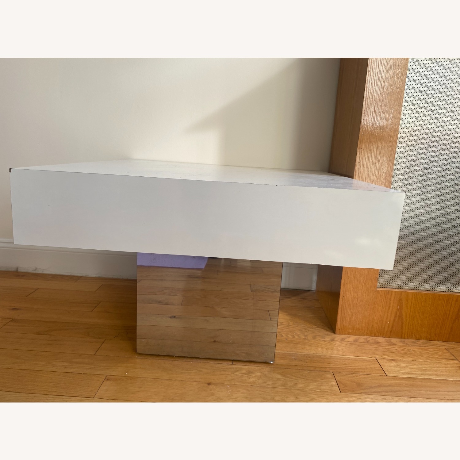 White Mirrored Glass Side Table - image-1