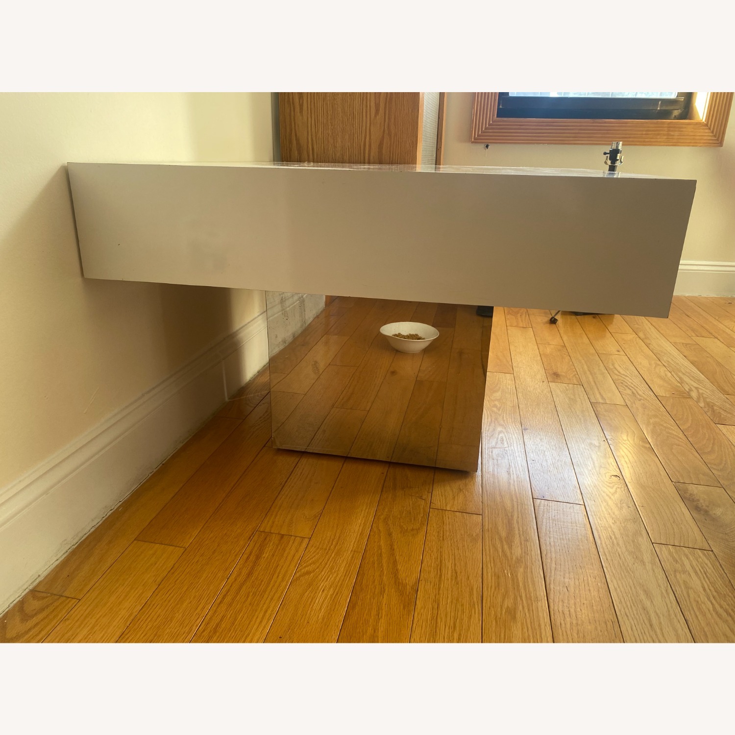White Mirrored Glass Side Table - image-2