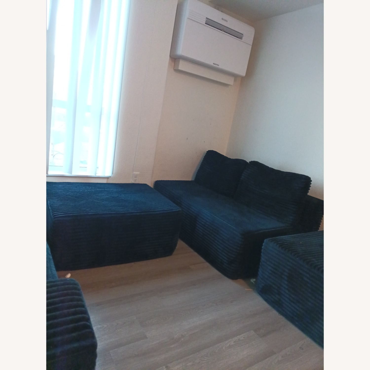 Black Microsuede 3+ Piece Sectional - image-3