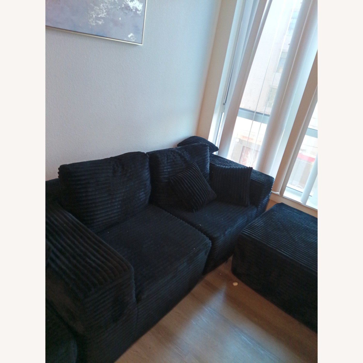 Black Microsuede 3+ Piece Sectional - image-2