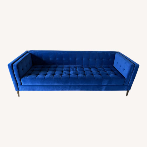 Used Living Spaces Wesley III Cobalt Velvet Sofa for sale on AptDeco