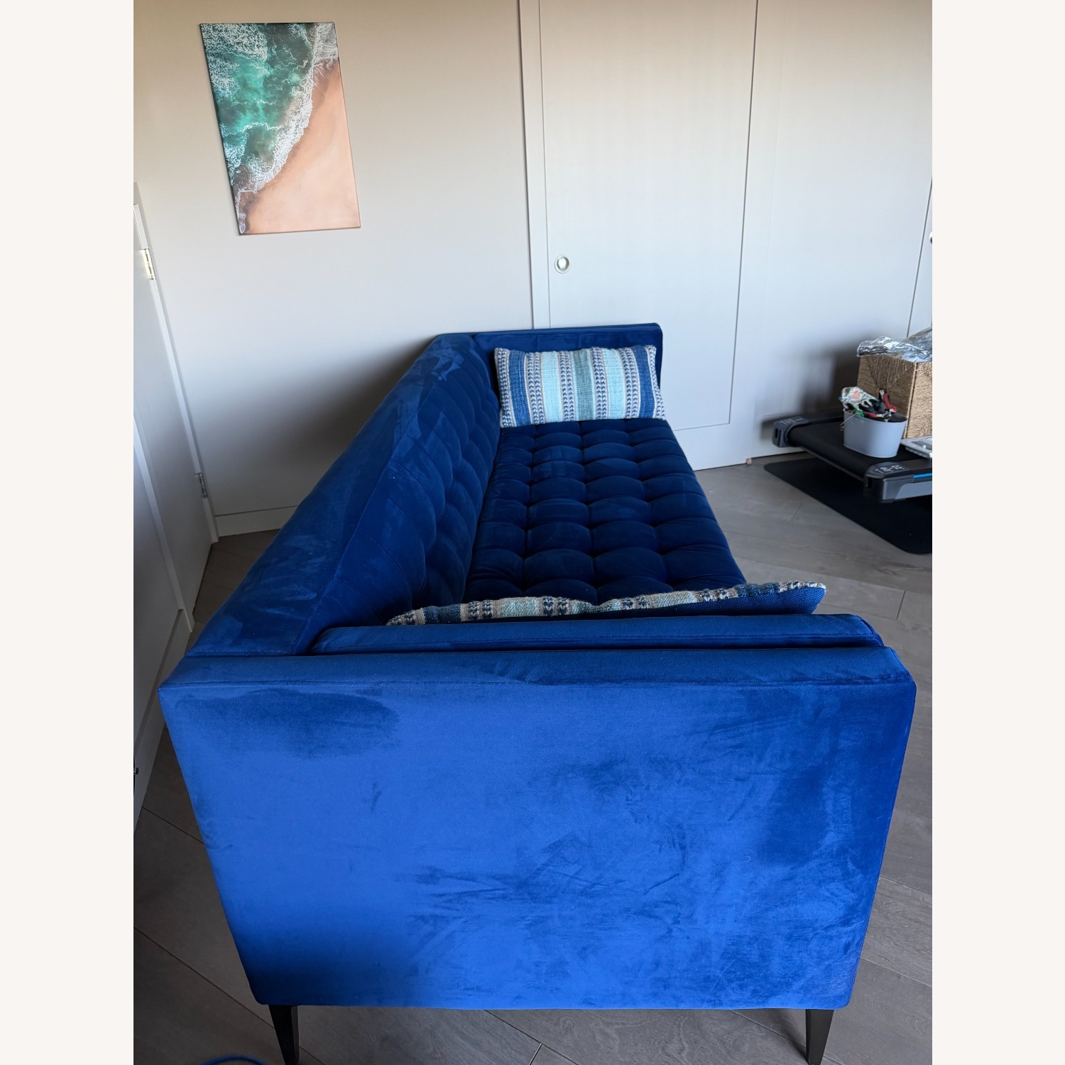 Living Spaces Wesley III Cobalt Velvet Sofa - image-2